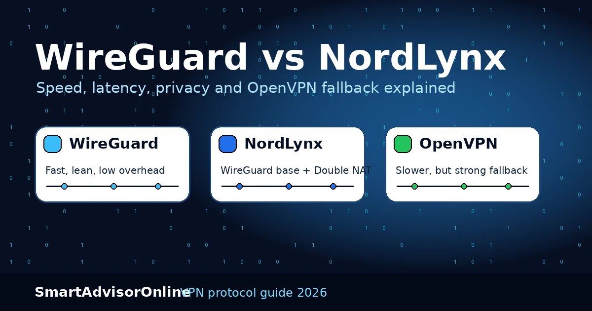 WireGuard vs NordLynx vs OpenVPN protocol comparison diagram